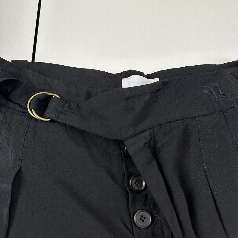 Nanushka Black Floral Jacquard Nagi Viscose Belted Shorts Unisex Sz M - Picture 10 of 10